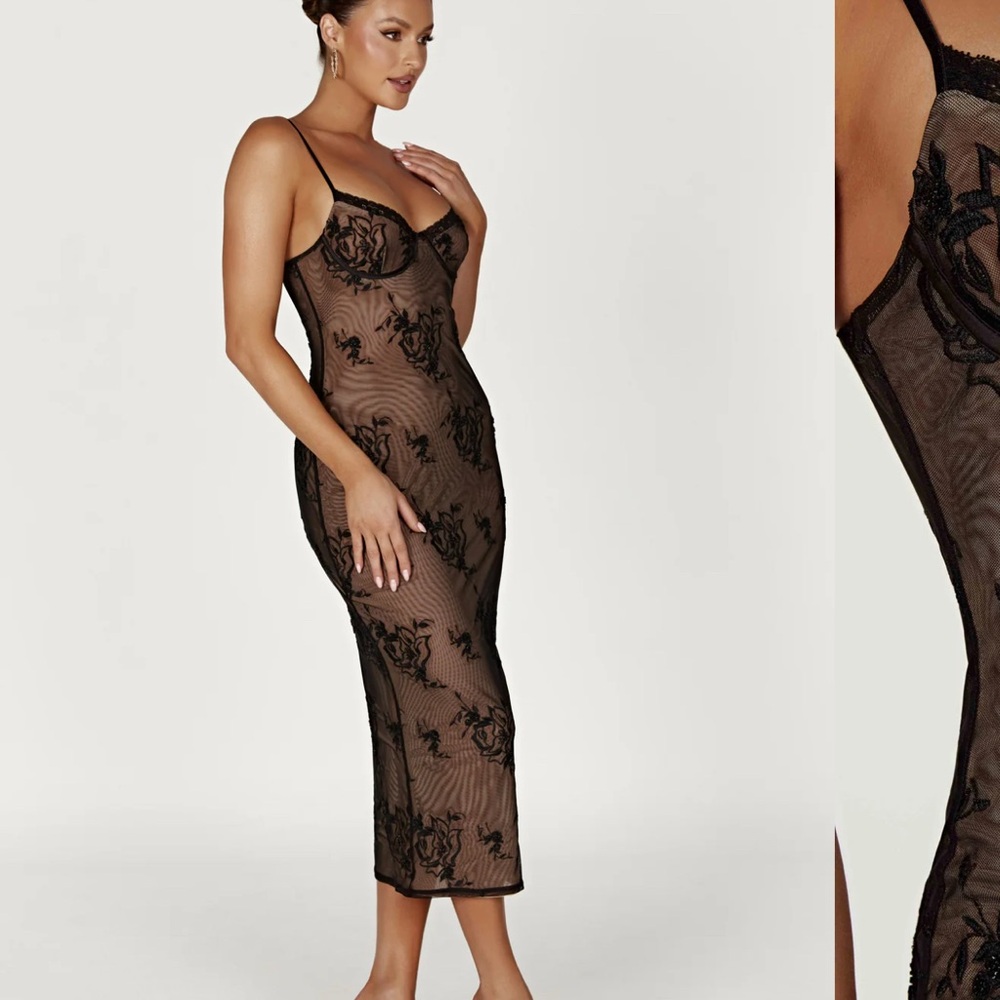 Meshki Midi Black Mesh Dress Medium